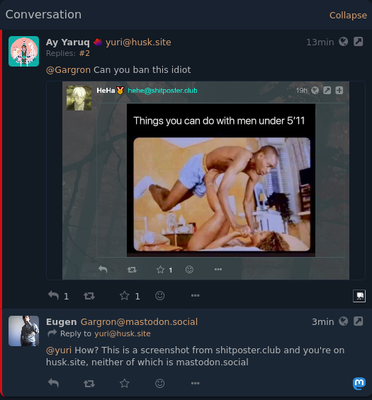 Gargron can you ban this idiot! meme